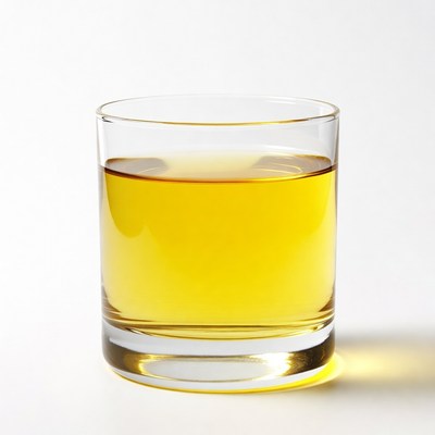 Glass of yellow liquid