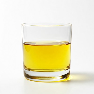 Glass of yellow liquid