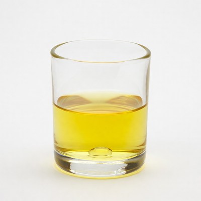 Glass of whiskey on white background