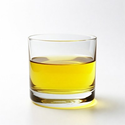 Glass of yellow liquid