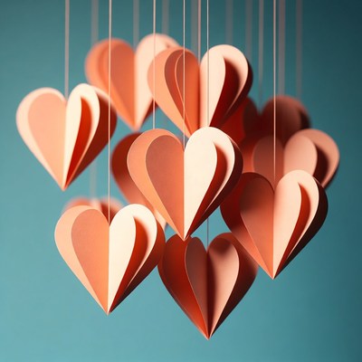 Hanging Paper Hearts on Strings
