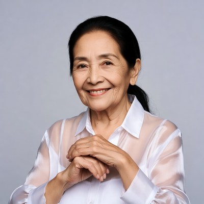 Asian elderly woman smiling