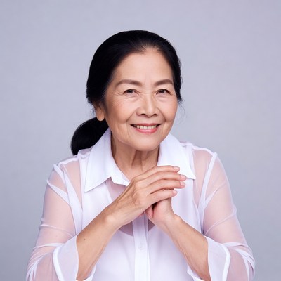 Asian elderly woman smiling