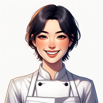 Smiling Asian woman in chef uniform