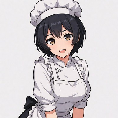 Anime girl in chef uniform