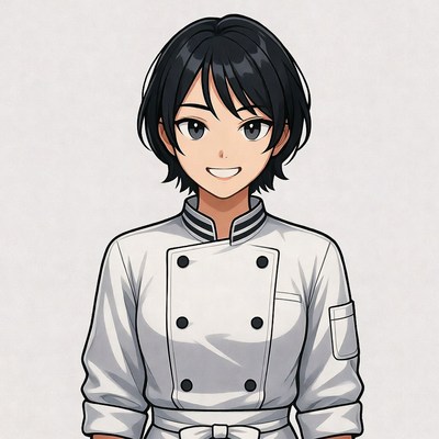 Anime girl chef smiling