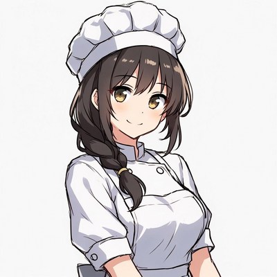 Anime girl in chef uniform