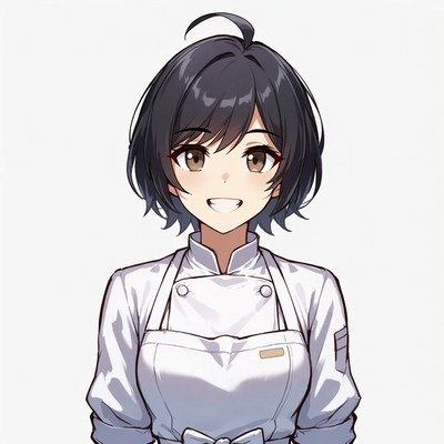 Anime girl chef smiling