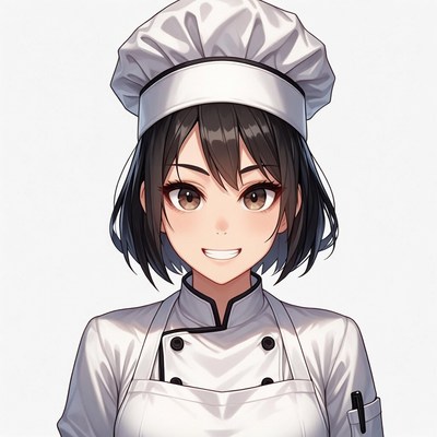 Anime chef girl smiling