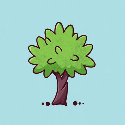Cartoon green tree isolated
