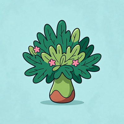 Green Plant with Pink Flowers in Pot