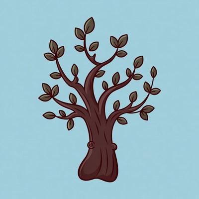 Cartoon tree on blue background