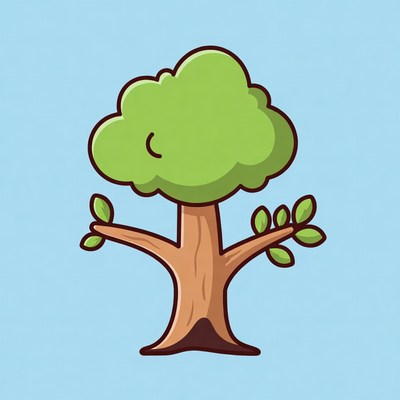Cartoon green tree illustration