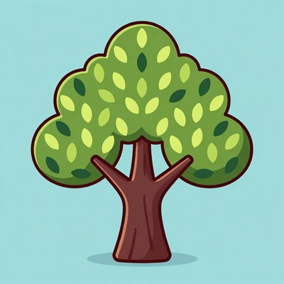 Cartoon Green Tree Illustration
