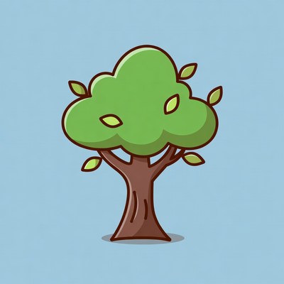 Cartoon green tree illustration