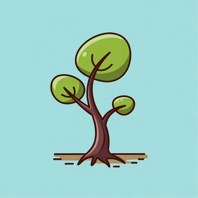 Cartoon green tree illustration