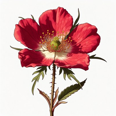 Red Poppy Flower Illustration