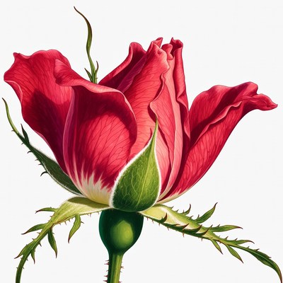 Red Rose with Green Bud