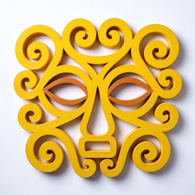 Yellow wooden tribal mask