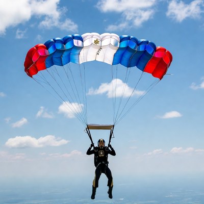 Skydiver with Kazakhstan flag parachute