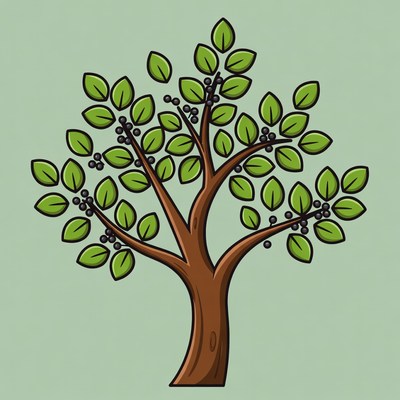 Cartoon Tree with Berries