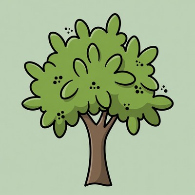 Cartoon Green Tree Illustration