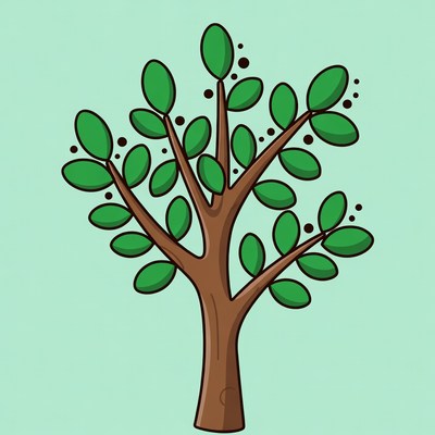 Cartoon Green Tree Illustration