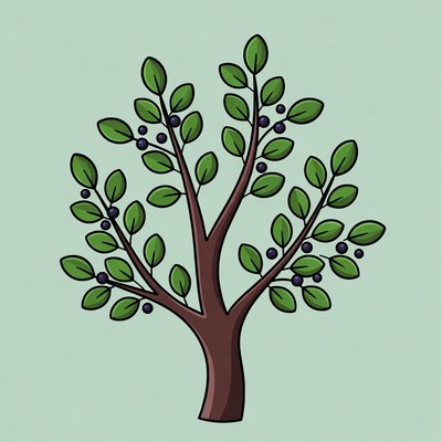 Blueberry Tree Illustration