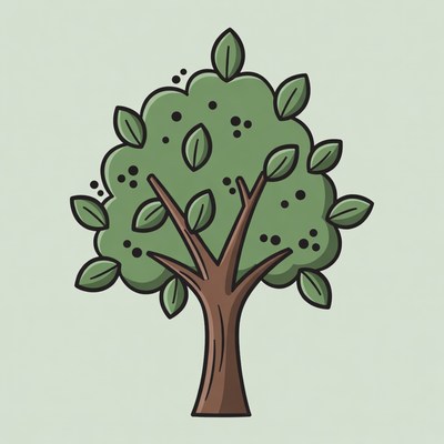 Cartoon Green Tree Illustration