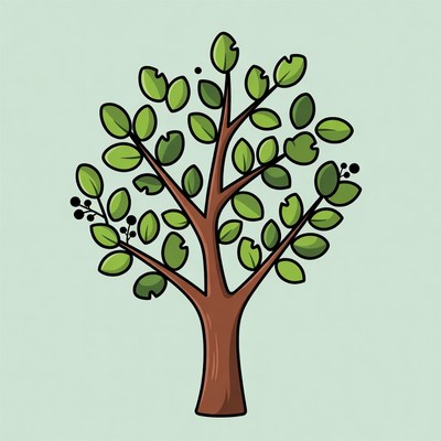 Cartoon green tree illustration