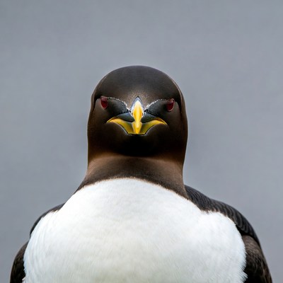 Close-up of black and white murre bird