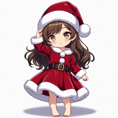 Chibi girl in Santa dress