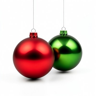 Red and Green Christmas Ornaments Hanging