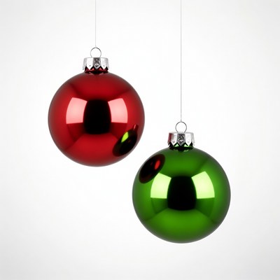 Red and Green Christmas Ornaments Hanging