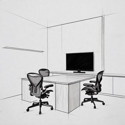 Modern empty meeting room sketch
