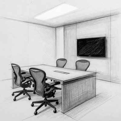 Empty Modern Meeting Room Sketch