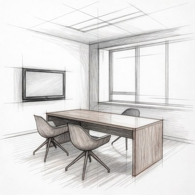 Modern Office Meeting Room Sketch