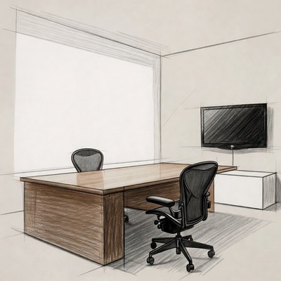 Modern Office Desk with Chairs