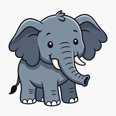 Cute cartoon baby elephant