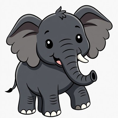 Cute cartoon baby elephant smiling
