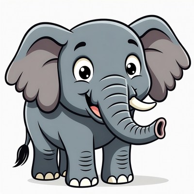 Cute cartoon baby elephant smiling