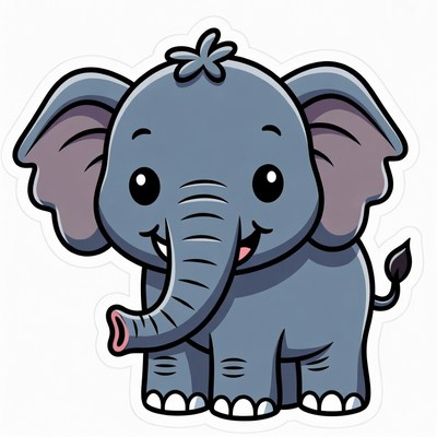 Cute cartoon baby elephant