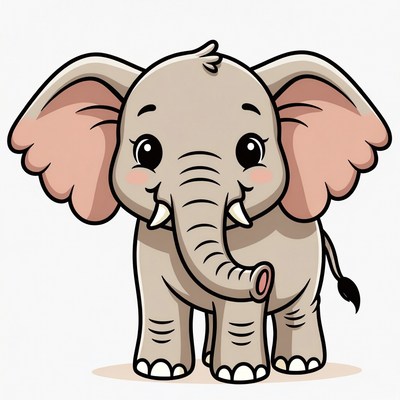 Cute cartoon baby elephant