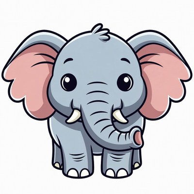 Cute cartoon baby elephant