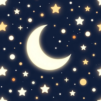 Crescent Moon and Stars Night Sky