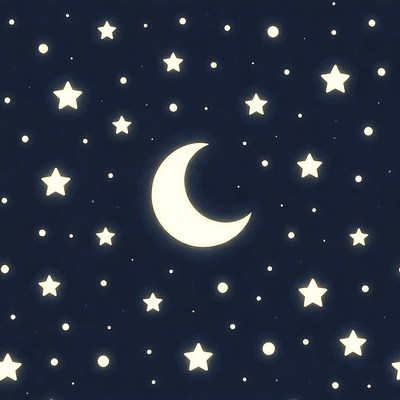 Crescent Moon and Stars Night Sky