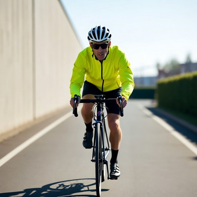 Man cycling on road bike
