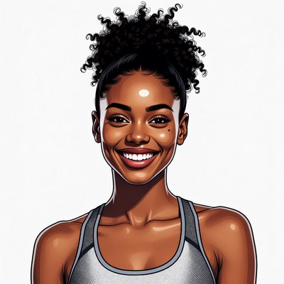 Smiling African-American woman with curly hair