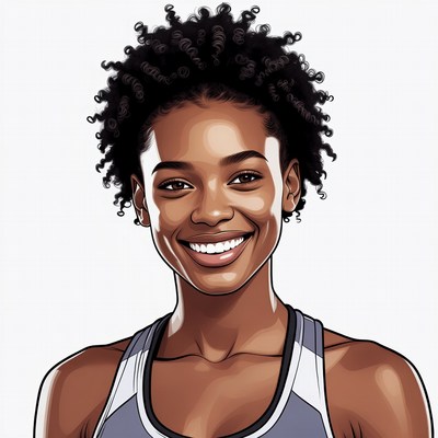 Smiling African-American woman with curly hair