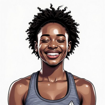 Smiling African-American woman with curly hair